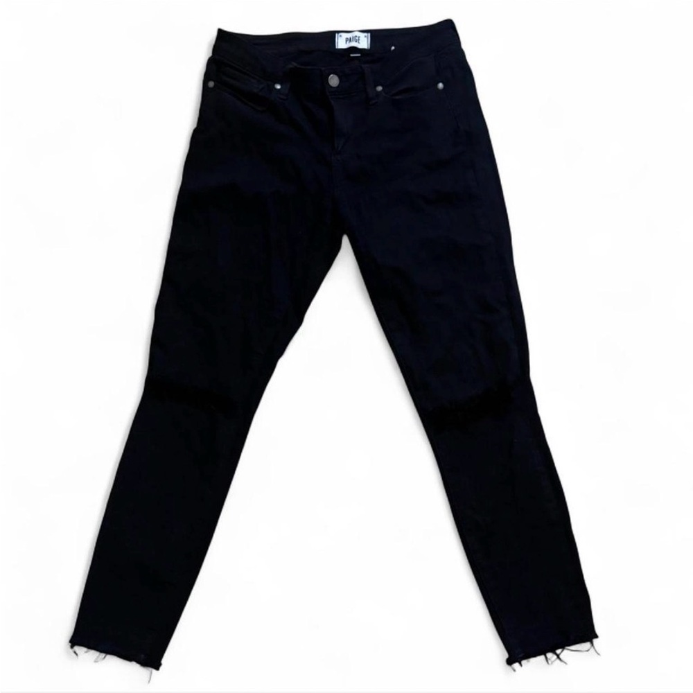 Paige black jeans with raw hem, Size: 29 Cut knees